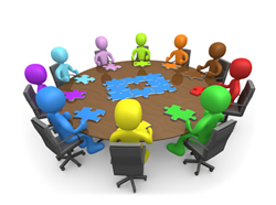 bunte Strichm&auml;nnchen am Rundtisch